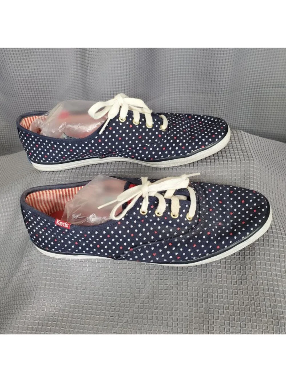 Keds Womens Size 8 Sneakers Shoes Star Print Lace Up Casual Canvas Patriotic Fun